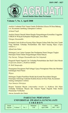 Agrijati Jurnal Ilmiah Ilmu-Ilmu Pertanian