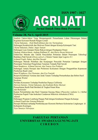 Agrijati Jurnal Ilmiah Ilmu-Ilmu Pertanian